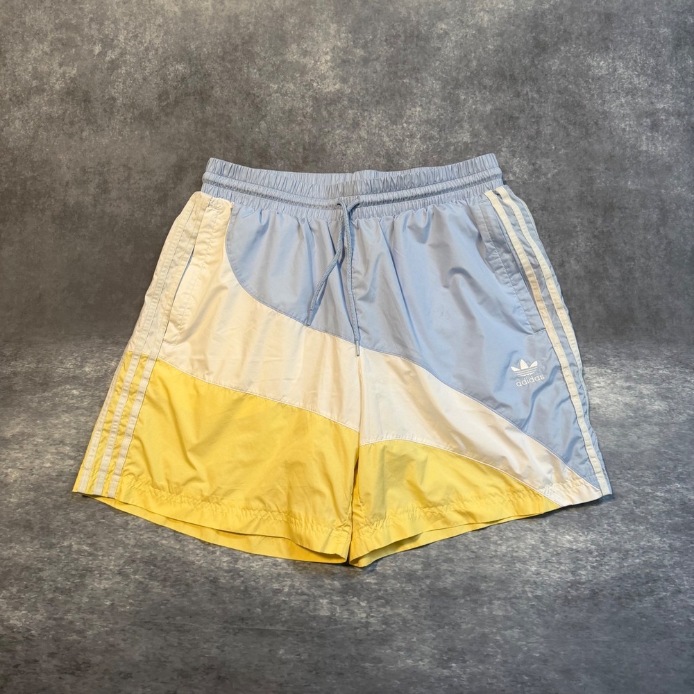 Adidas Originals Swirl Woven Shorts Mens Medium Colorblock Blue Yellow IC5551